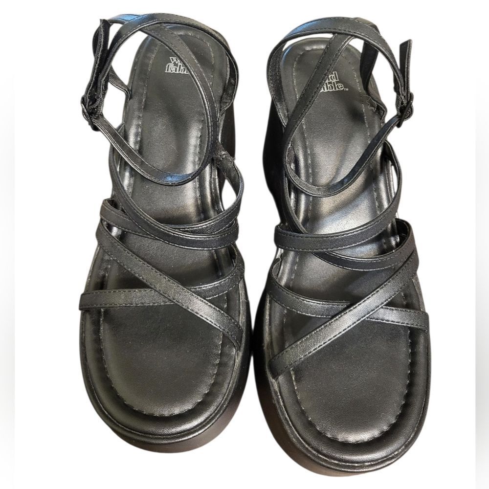 Wild Fable Black Strappy Platform Vegan Leather Womens Sandals, Size 9.5 NEW - Picture 3 of 12